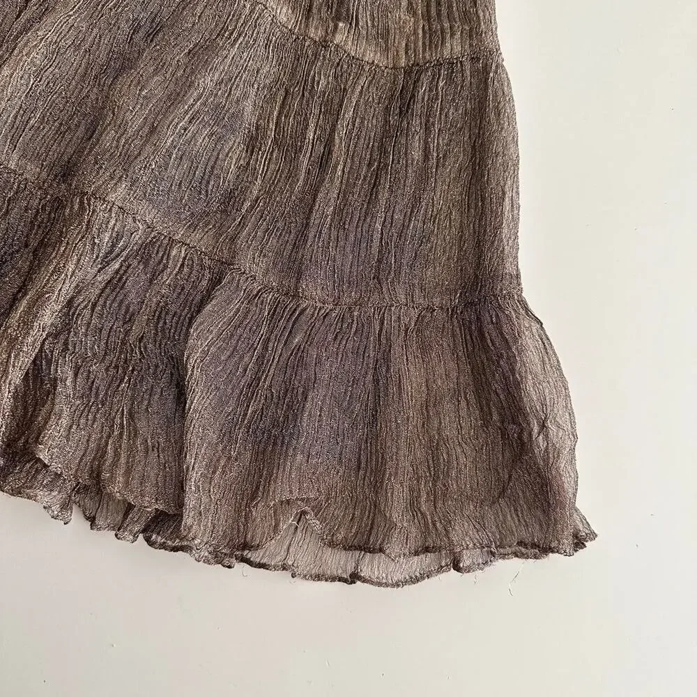 handmade gold shimmer circle ruffled mini skirt - Picture 8 of 11